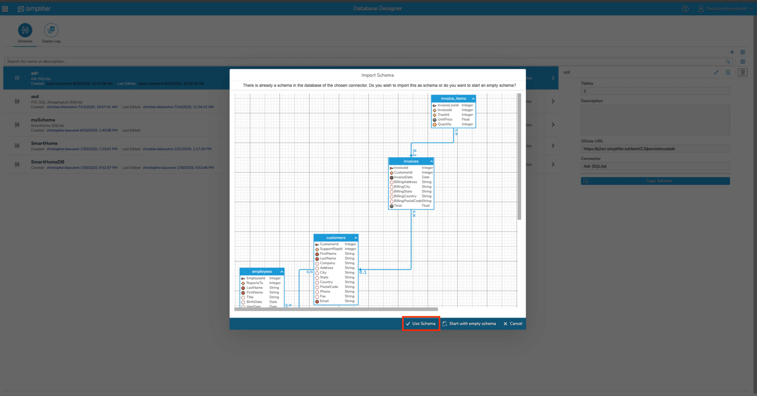Import existing Database - Simplifier Makers Club