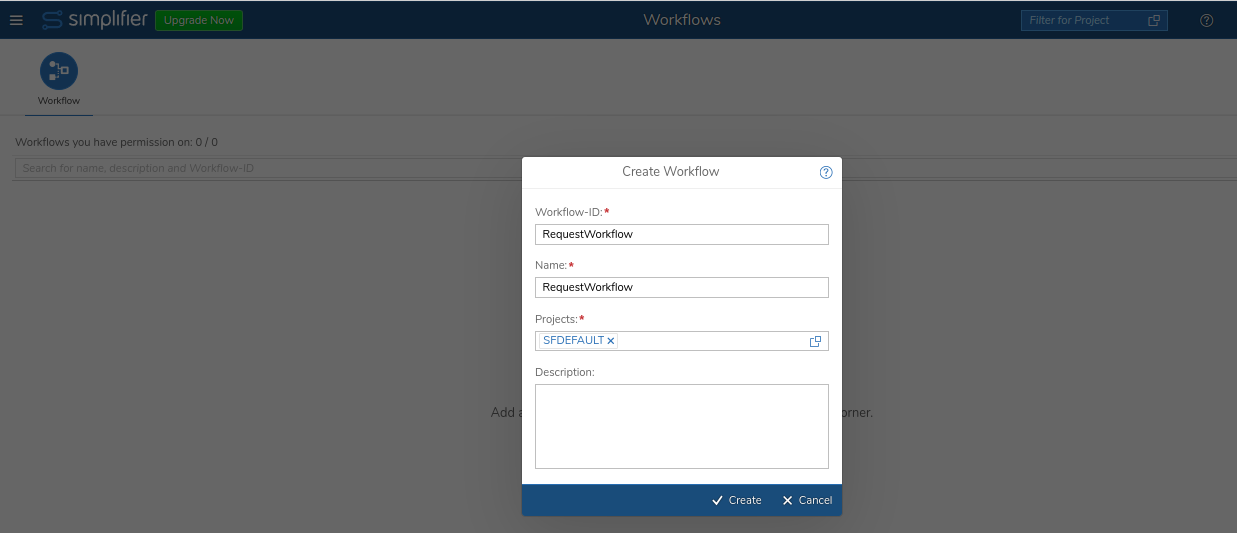 request workflow sf default